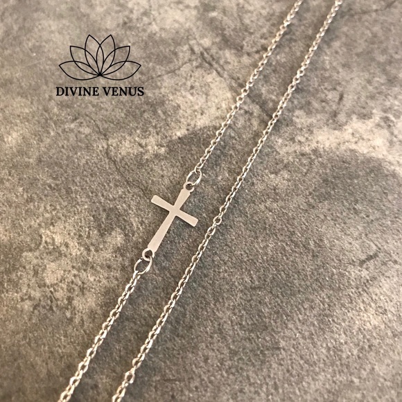 Sideways Cross Necklace - Picture 2 of 8